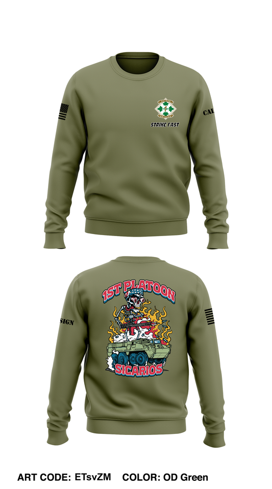 CUSTOM 1st Platoon, Brutal Company, 4-9 IN Core Men's Crewneck Performance Sweatshirt - ETsvZM