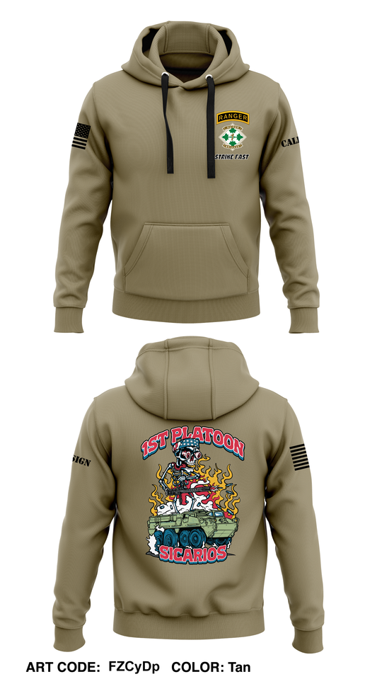 CUSTOM 1st Platoon, Brutal Company, 4-9 IN  Core Men's Hooded Performance Sweatshirt - FZCyDp