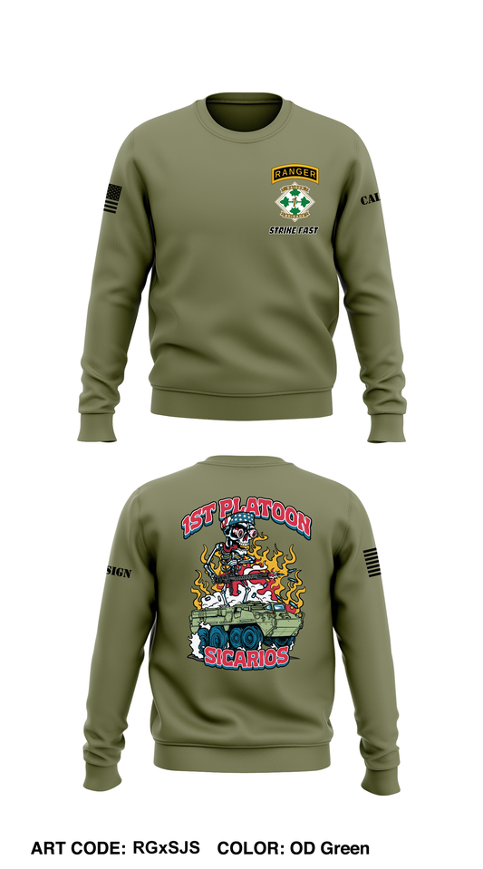 CUSTOM 1st Platoon, Brutal Company, 4-9 IN Core Men's Crewneck Performance Sweatshirt - RGxSJS