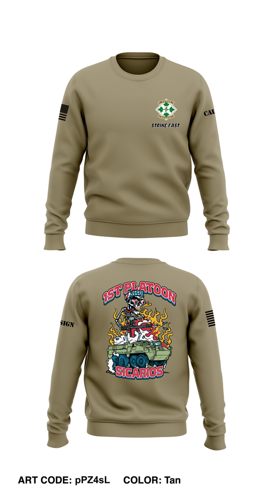 CUSTOM 1st Platoon, Brutal Company, 4-9 IN Core Men's Crewneck Performance Sweatshirt - pPZ4sL